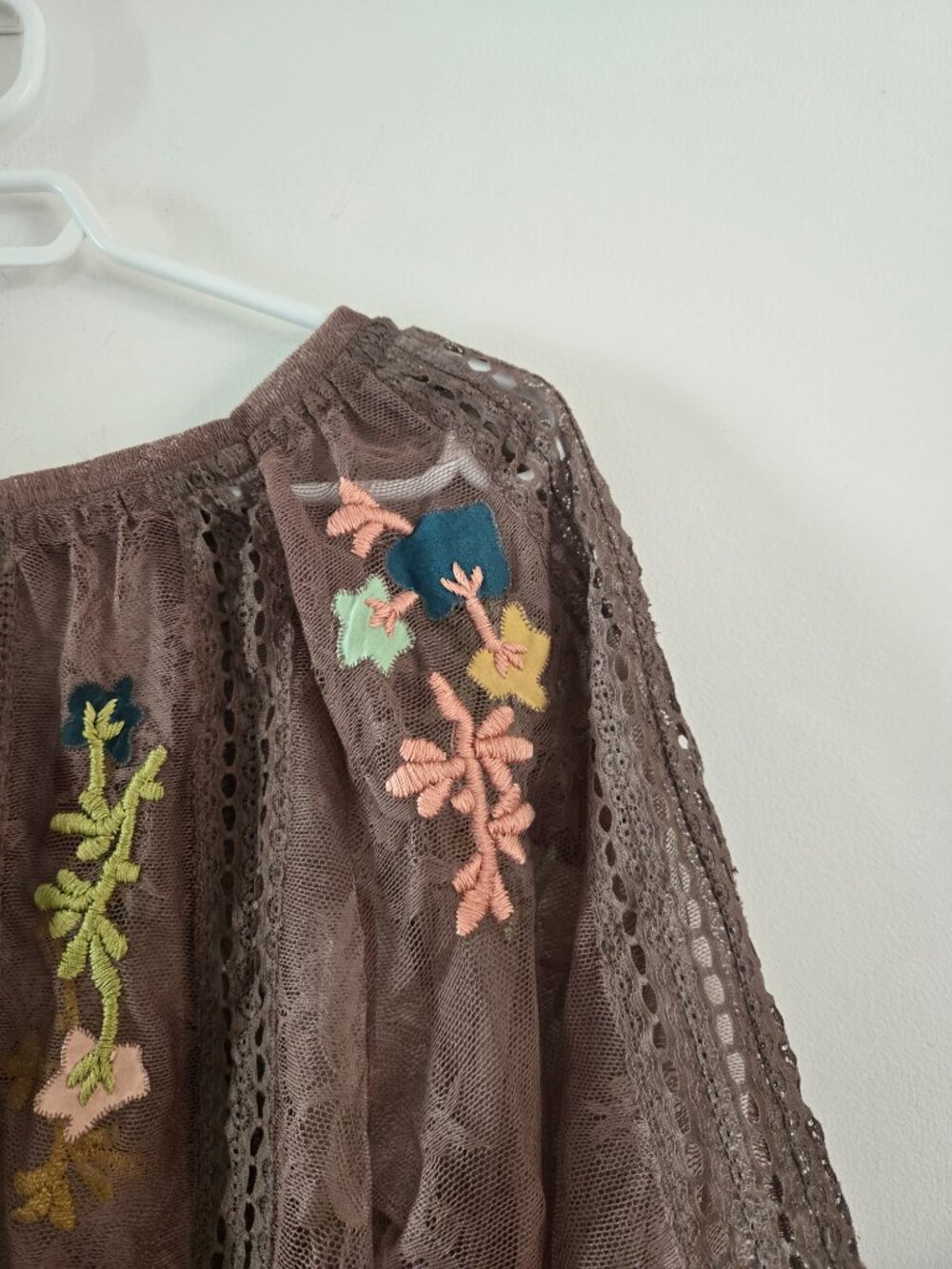 Matthew Williamson Brown Lace Poet Blouse Top UK Size 8 USA Size Small - Picture 4 of 6